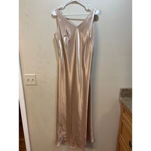XSCAPE by Joanna Chen 2 Piece Satin Maxi Dress & Beaded Crochet Top Gold Size 12